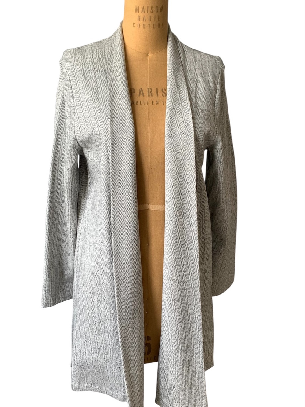 Eileen Fisher Heather Gray Open-Front Draped Cardigan